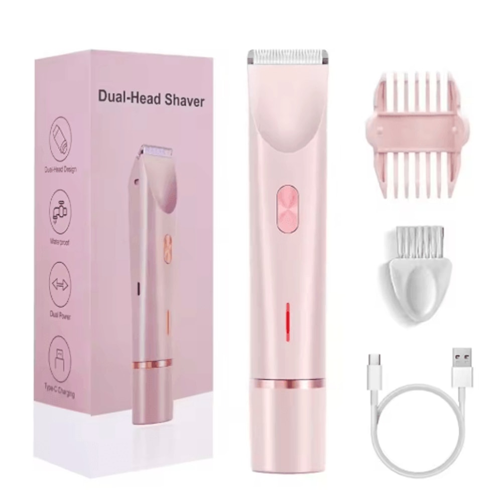 Mini Waterproof Rechargeable Womens Electric Shaver Dual Head Bikini Trimmer Body Hair Remover 3