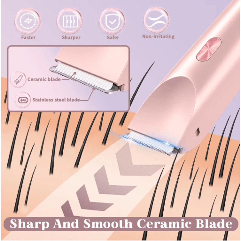 Mini Waterproof Rechargeable Womens Electric Shaver Dual Head Bikini Trimmer Body Hair Remover 7