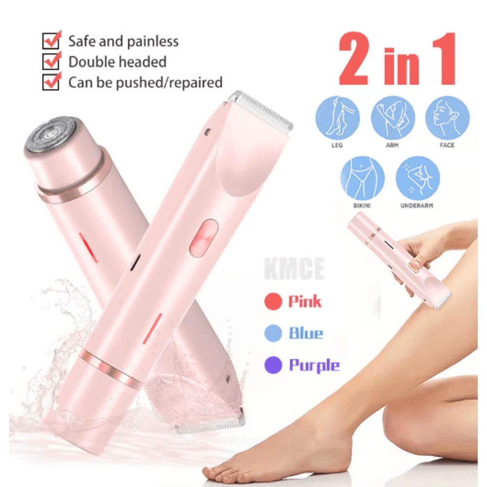 Mini Waterproof Rechargeable Womens Electric Shaver Dual Head Bikini Trimmer Body Hair Remover 0