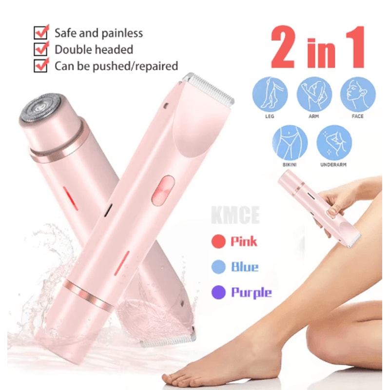 Mini Waterproof Rechargeable Womens Electric Shaver Dual Head Bikini Trimmer Body Hair Remover 0