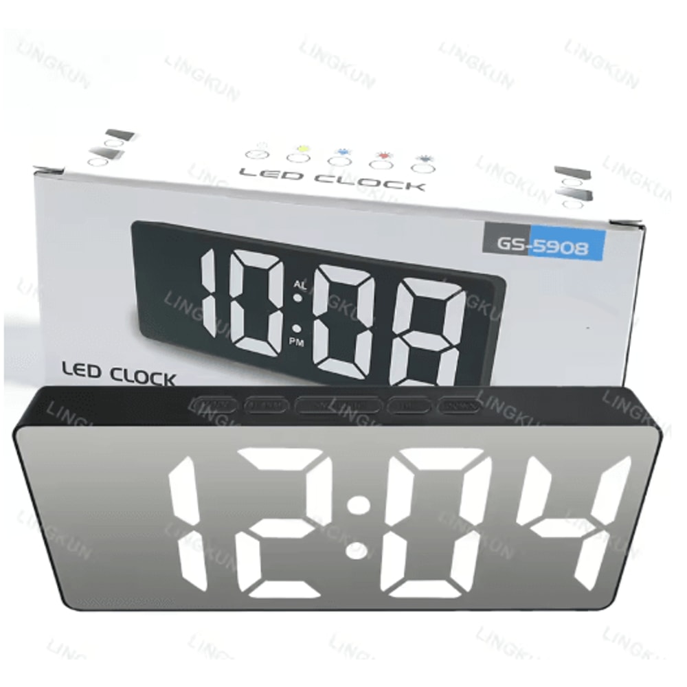 LED Mirror Digital Alarm Clock With Large Display And Silent Noiseless Design 4