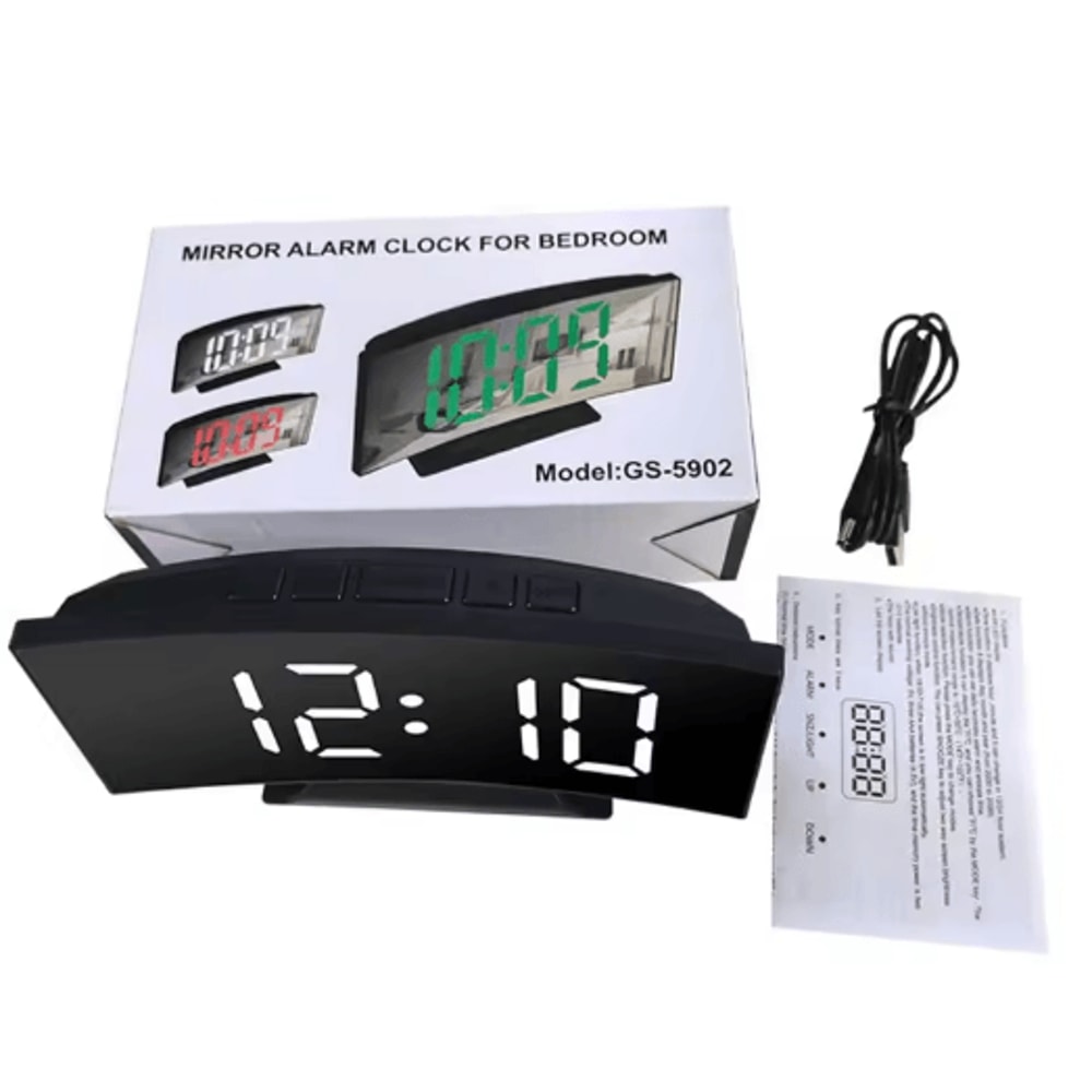LED Mirror Digital Alarm Clock With Large Display And Silent Noiseless Design 5
