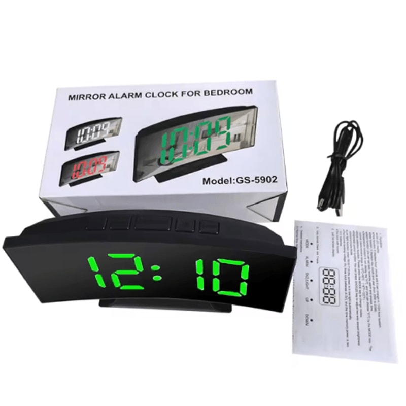 LED Mirror Digital Alarm Clock With Large Display And Silent Noiseless Design 6
