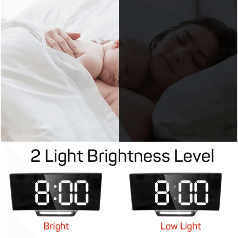 LED Mirror Digital Alarm Clock With Large Display And Silent Noiseless Design 8
