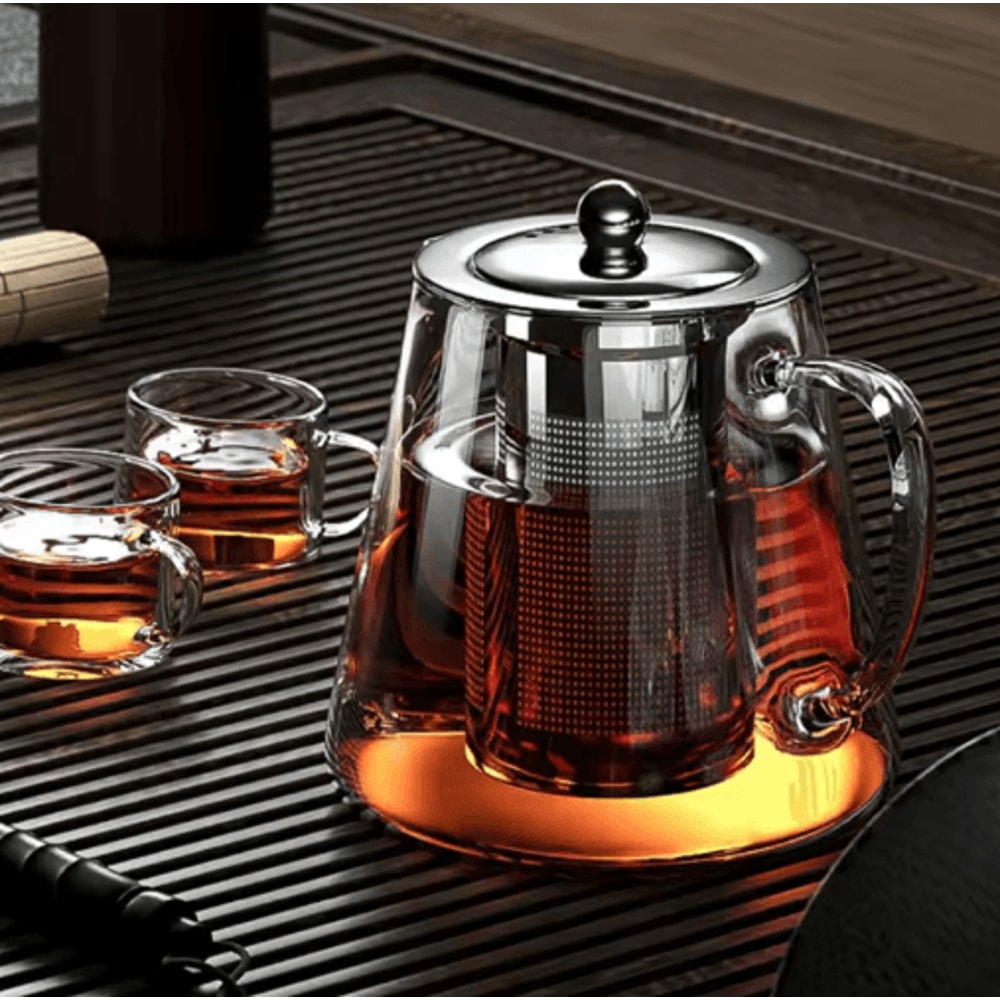 HeatResistant Glass Teapot With Stainless Steel Infuser For Loose Leaf Tea 0