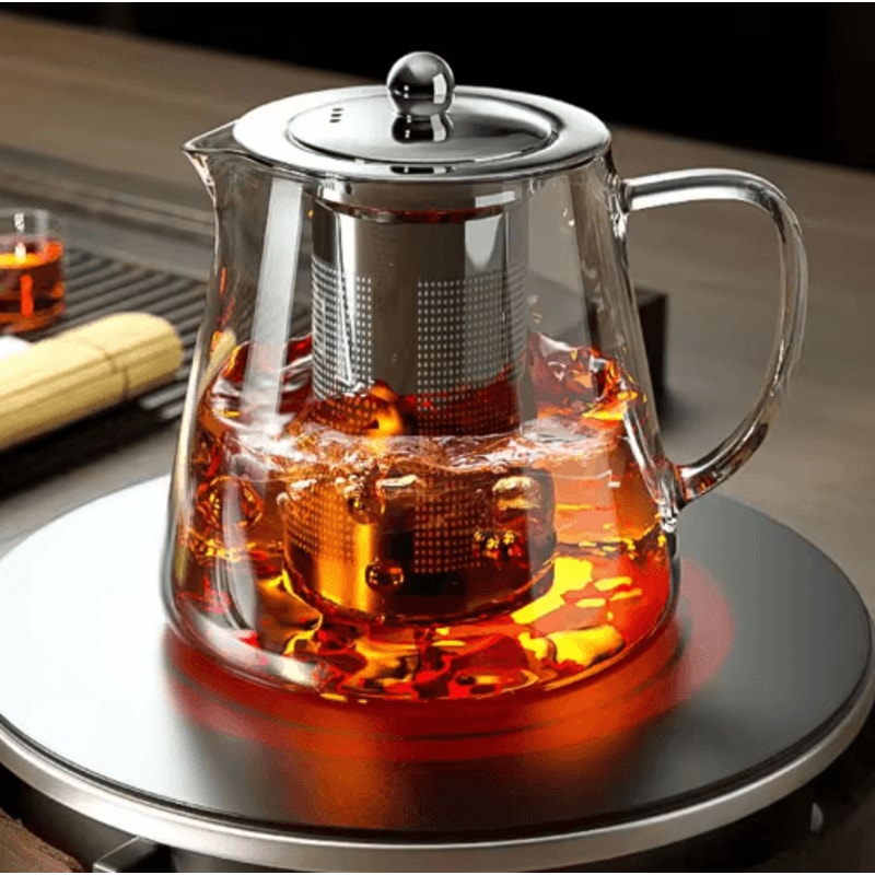 HeatResistant Glass Teapot With Stainless Steel Infuser For Loose Leaf Tea 7