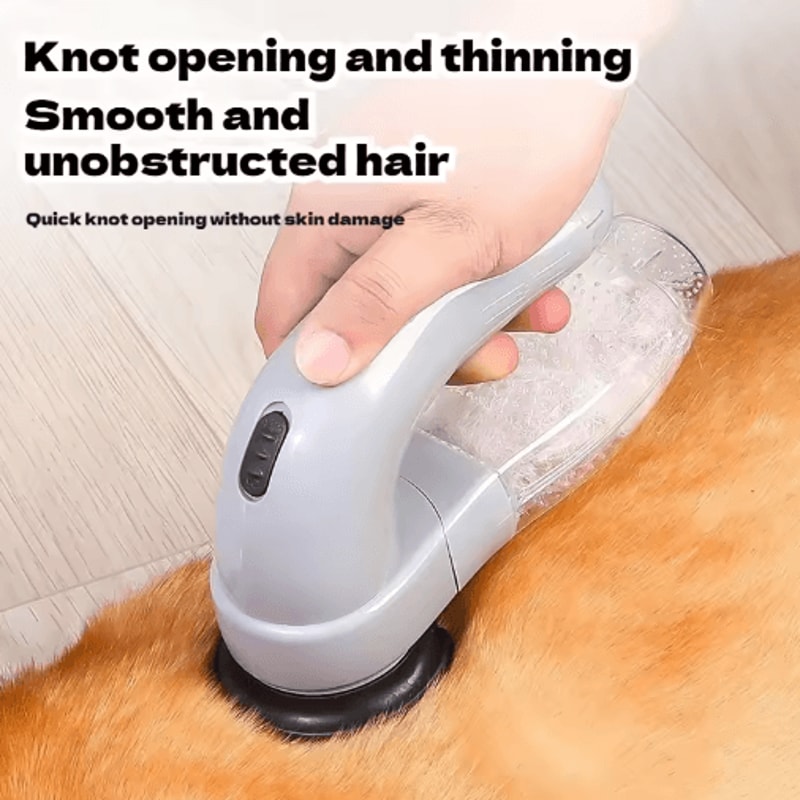 Portable Pet Hair Vacuum Grooming Brush With Electric Massage And Dual Cleaning Function 2