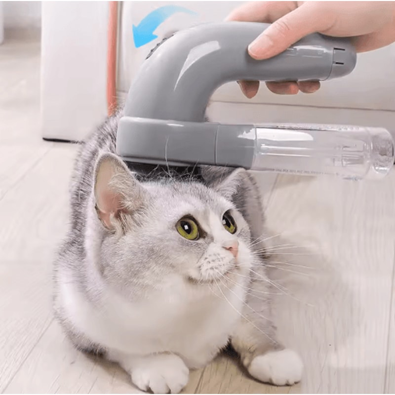 Portable Pet Hair Vacuum Grooming Brush With Electric Massage And Dual Cleaning Function 4