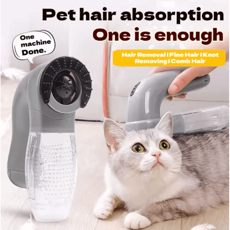Portable Pet Hair Vacuum Grooming Brush With Electric Massage And Dual Cleaning Function 6