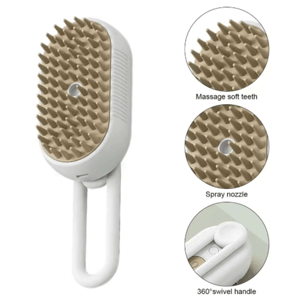 3in1 Steam Pet Grooming Brush With Spray Massage Deshedding For Cats And Dogs 3