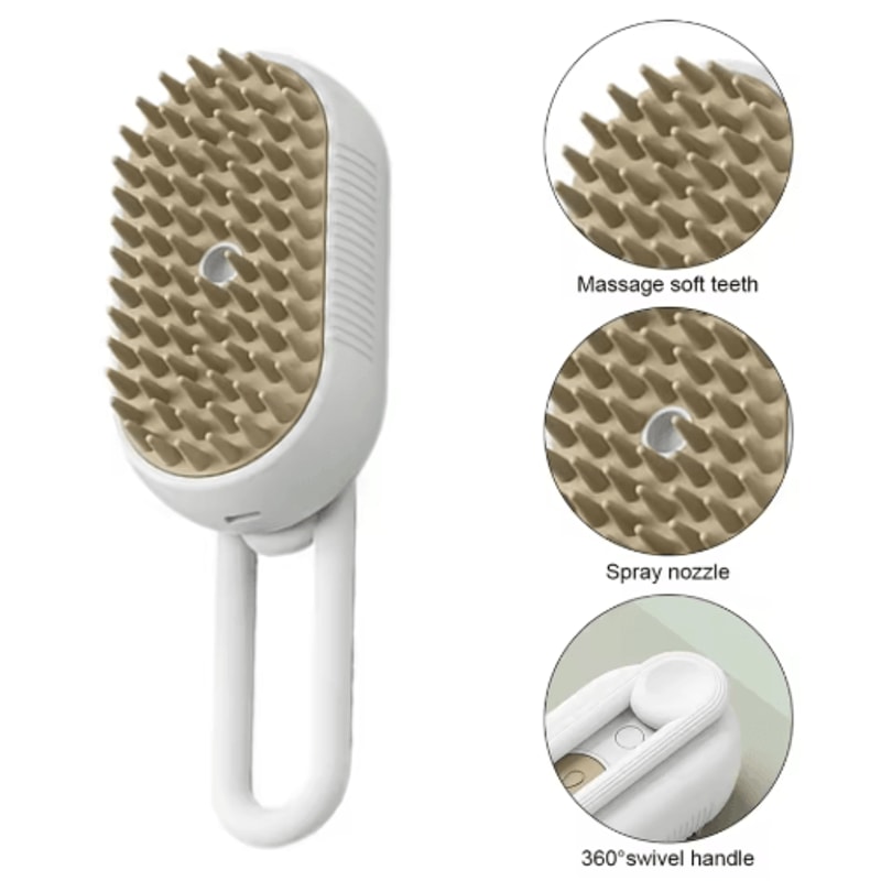 3in1 Steam Pet Grooming Brush With Spray Massage Deshedding For Cats And Dogs 3