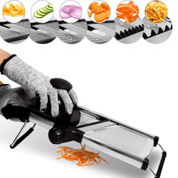 adjustable stainless steel mandoline slicer – multi-blade vegetable cutter & food prep tool