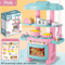 Mini Kitchen Counter Play Set DIY Pretend Cooking Toy With Food Tableware 2
