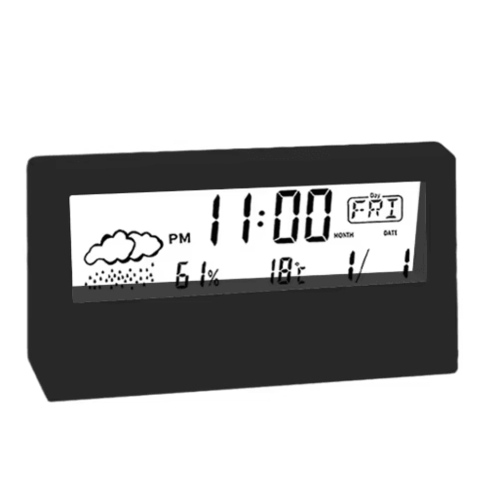 Digital ThermoHygrometer Alarm Clock With Weather Display For Desktop Decor 2
