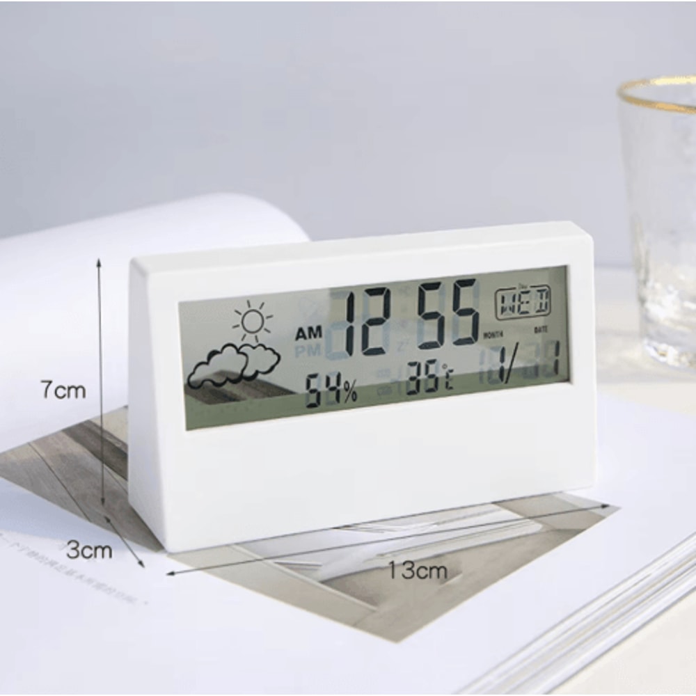 Digital ThermoHygrometer Alarm Clock With Weather Display For Desktop Decor 9