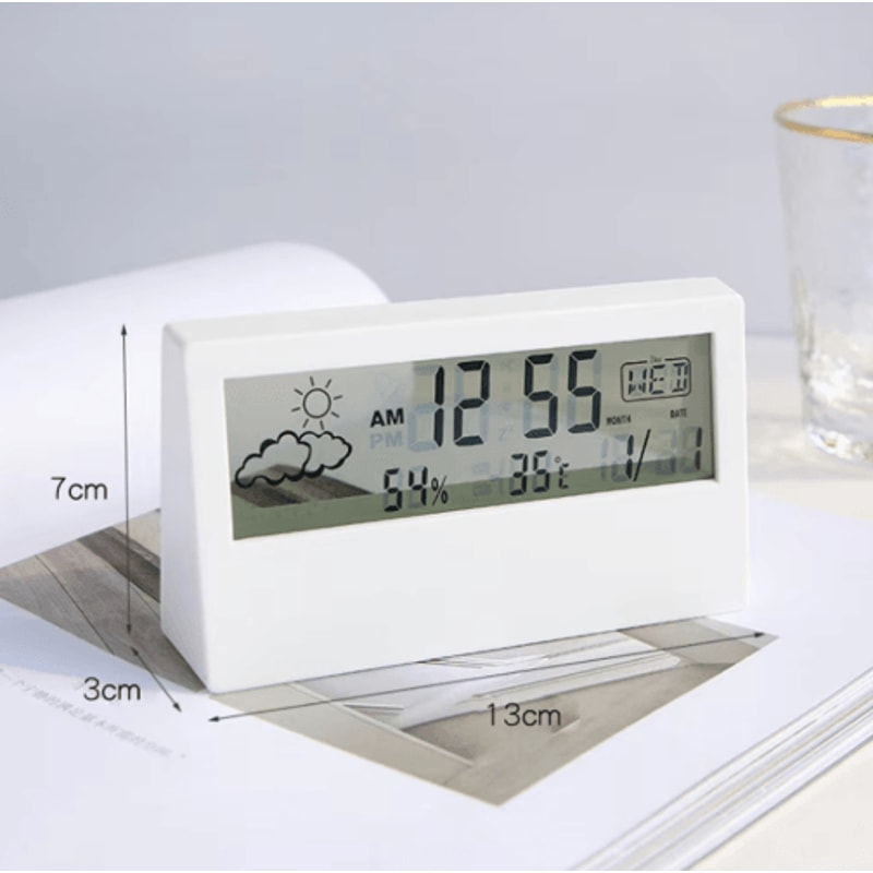Digital ThermoHygrometer Alarm Clock With Weather Display For Desktop Decor 9
