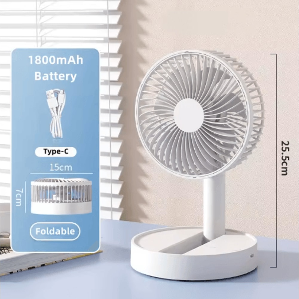 USB Foldable Mini Fan With 4 Speeds Timer Portable Rechargeable Table Fan 2
