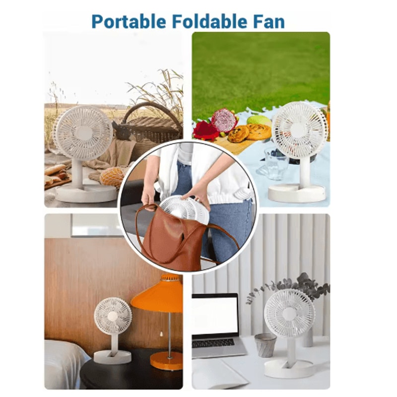 USB Foldable Mini Fan With 4 Speeds Timer Portable Rechargeable Table Fan 4
