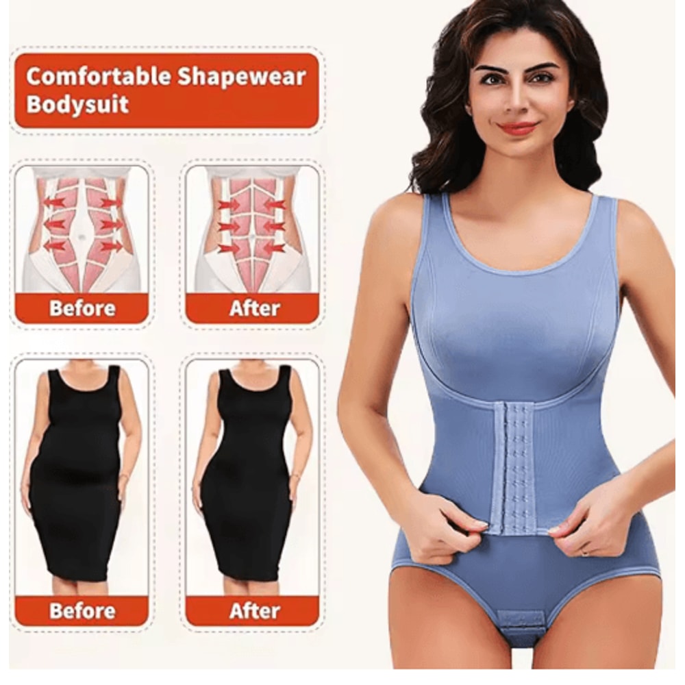 Womens Zipper Bodysuit Shapewear Tummy Control Waist Trainer With Slimming Compression 7