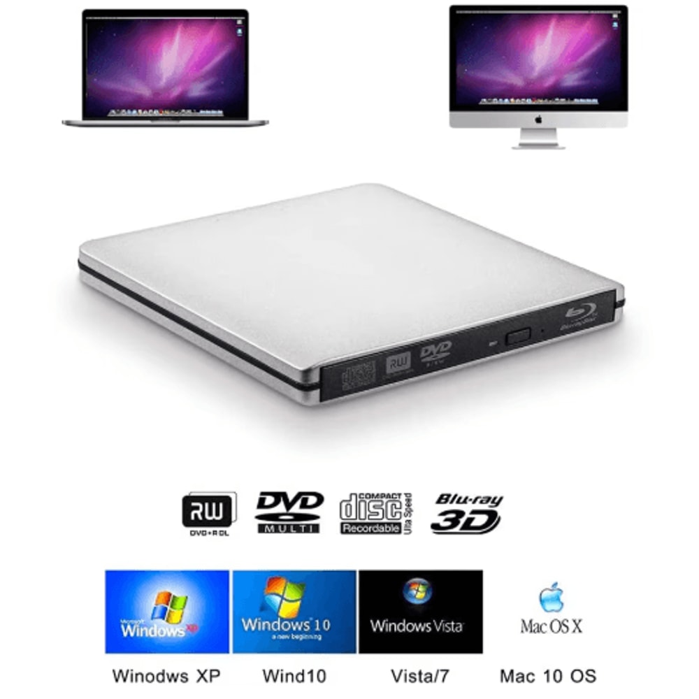 External USB 30 Bluray Drive 3D BDDVD Burner Optical Disc Reader 0