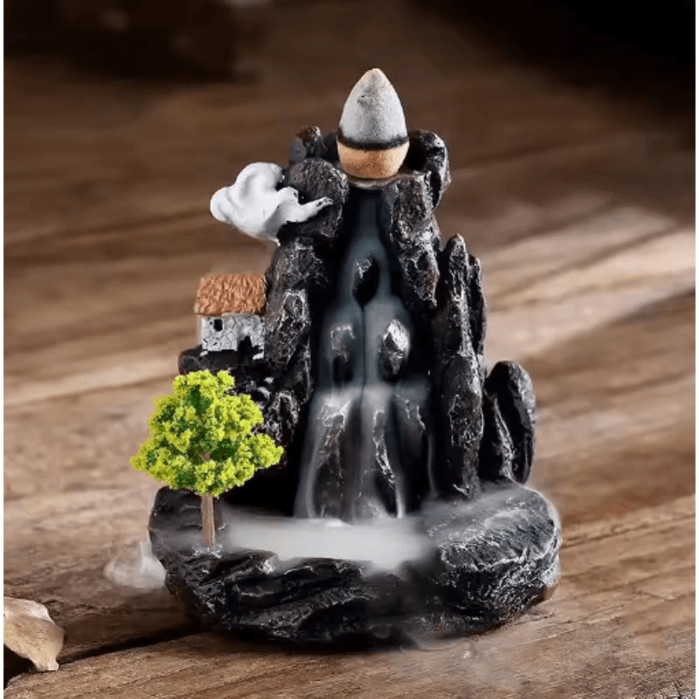 Backflow Incense Burner Waterfall Aromatherapy Holder With Incense Cones Set 4