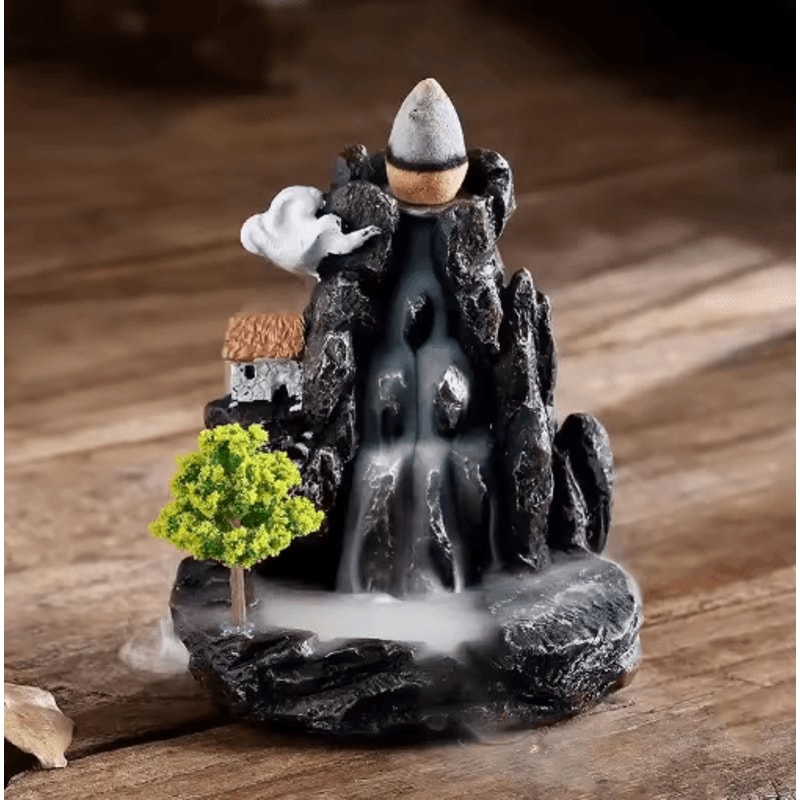 Backflow Incense Burner Waterfall Aromatherapy Holder With Incense Cones Set 4