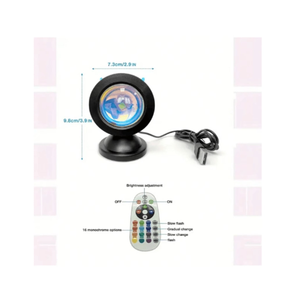16Color Sunset Projection Lamp With Remote Control Builtin Earbuds 1