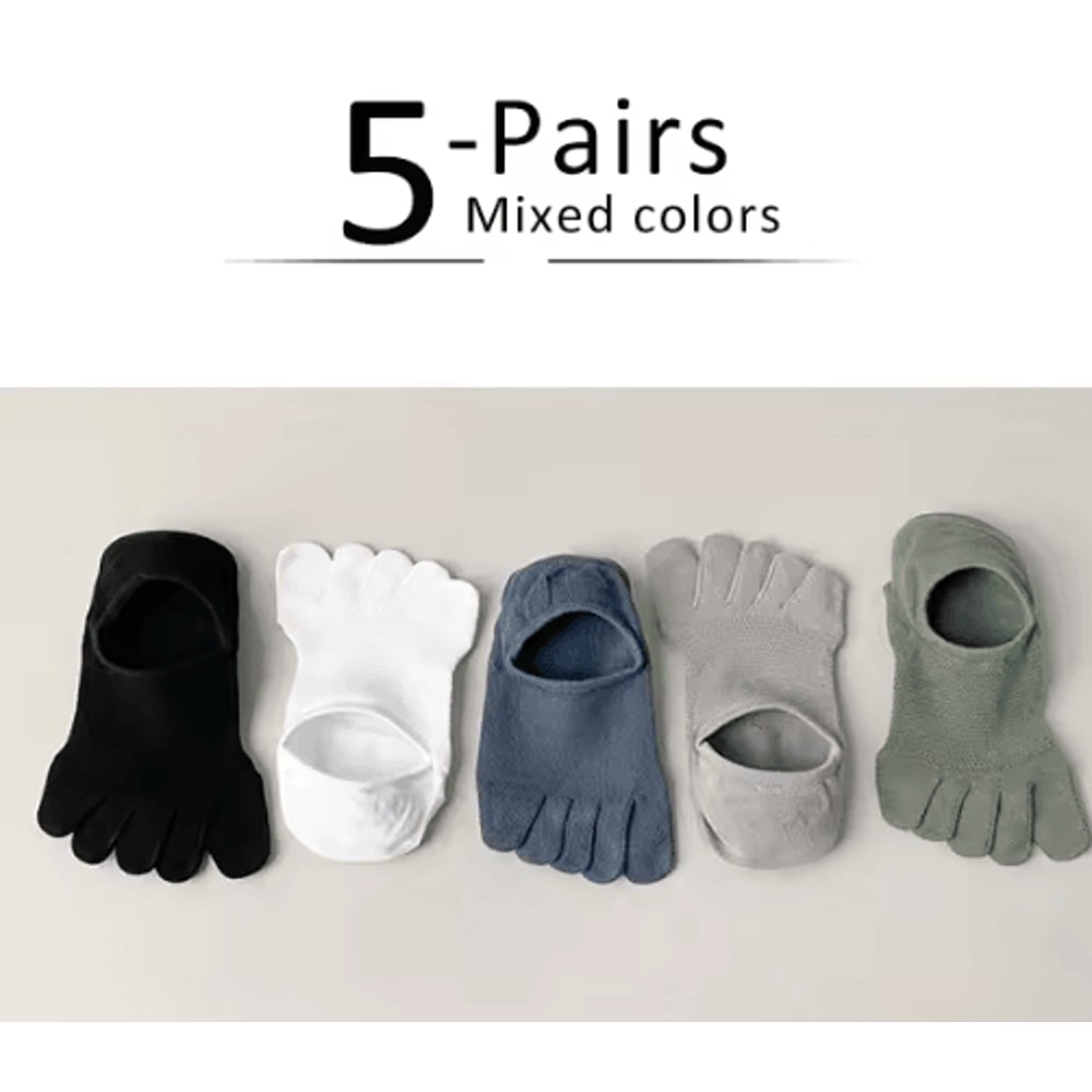 5 Pairs Invisible Toe Socks Breathable Cotton Five Finger NoShow Socks 1
