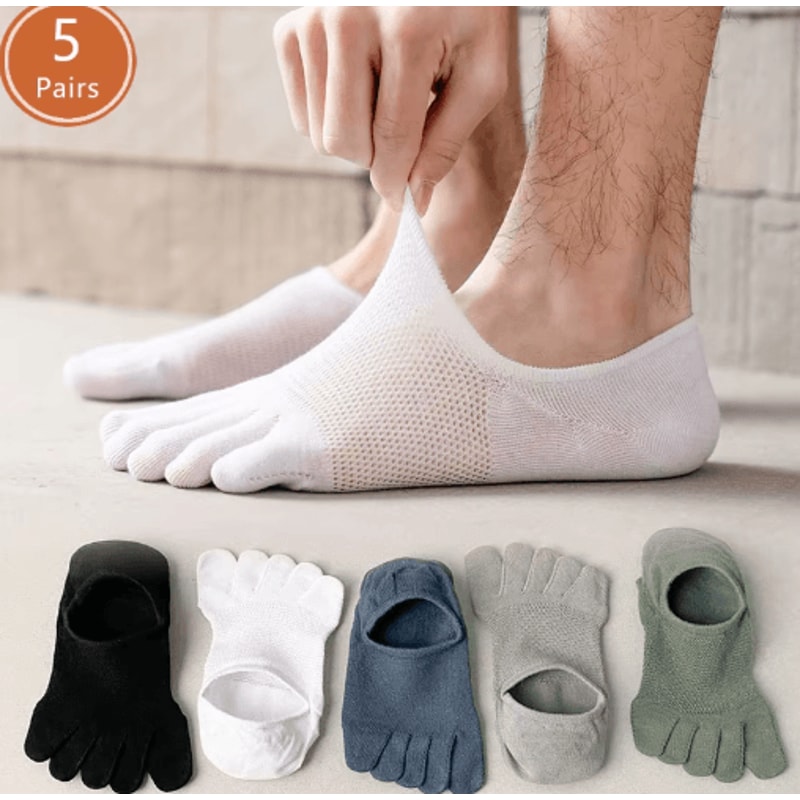 5 Pairs Invisible Toe Socks Breathable Cotton Five Finger NoShow Socks 0