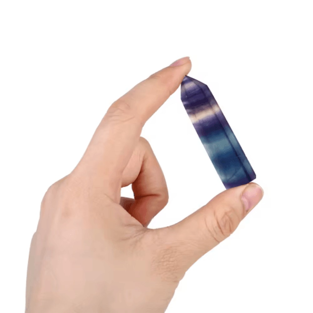 Natural Fluorite Crystal Wand Colorful Striped Healing Quartz Point 47CM 3