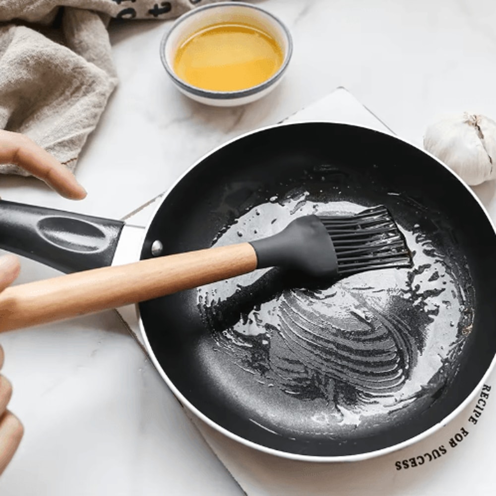 12Piece Silicone Kitchen Utensil Set NonStick Cooking Tools With Wooden Handles 8