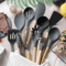 12Piece Silicone Kitchen Utensil Set NonStick Cooking Tools With Wooden Handles 11