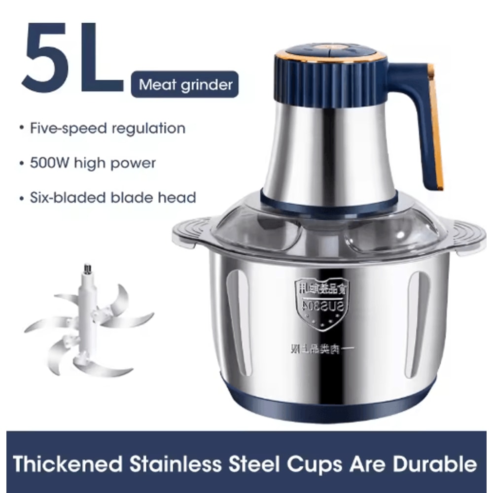 5L Electric Meat Grinder Food Processor Stainless Steel Multifunction Chopper 1