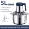 5L Electric Meat Grinder Food Processor Stainless Steel Multifunction Chopper 1