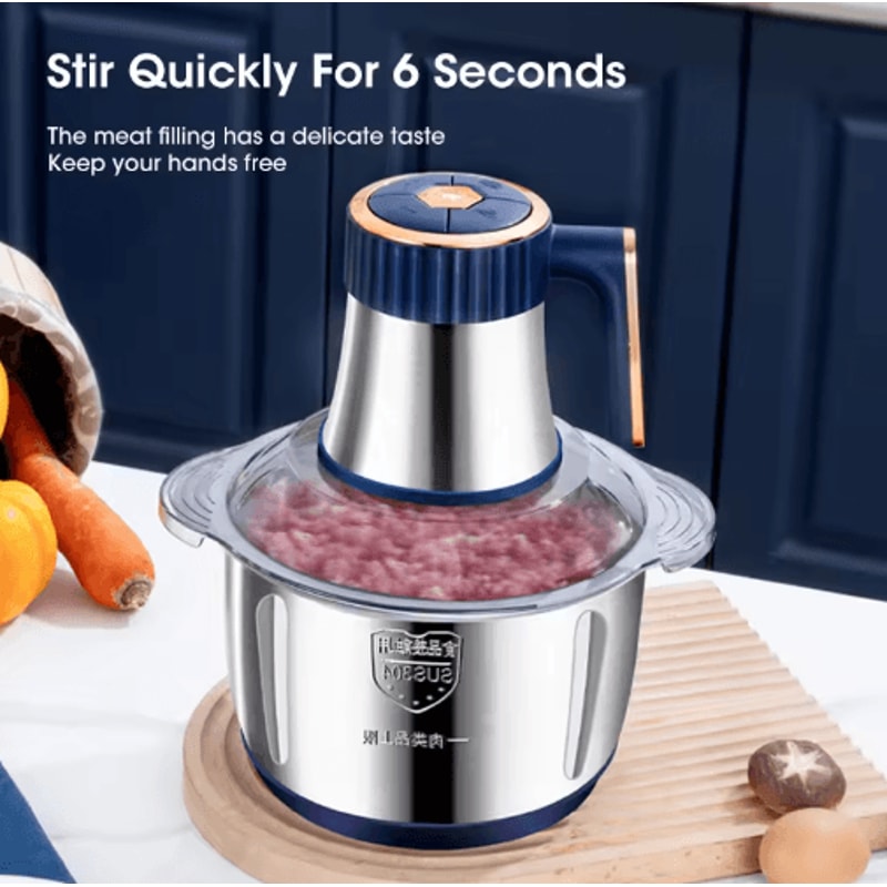 5L Electric Meat Grinder Food Processor Stainless Steel Multifunction Chopper 6