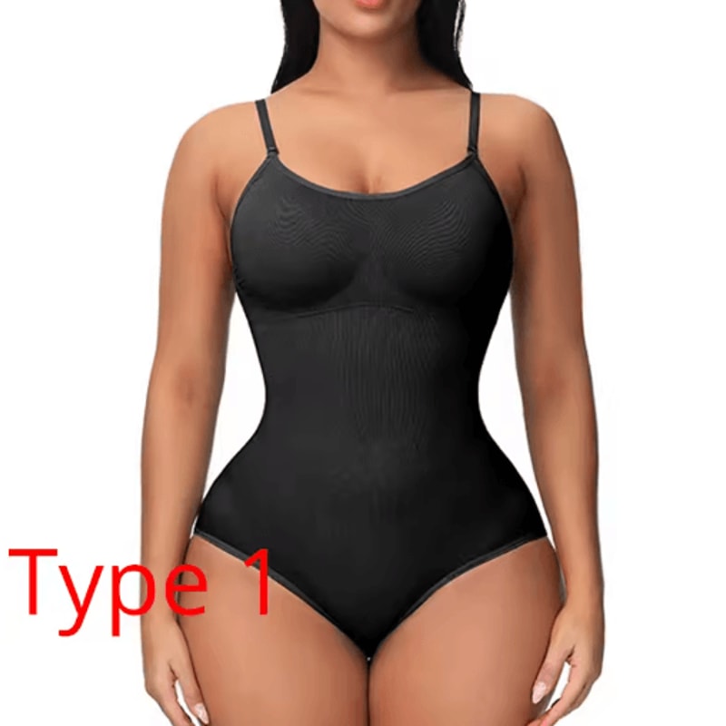 Womens VNeck Spaghetti Strap Bodysuit Slimming Compression Shapewear 2