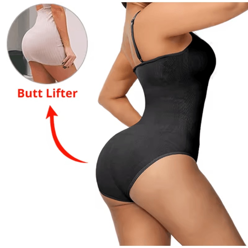 Womens VNeck Spaghetti Strap Bodysuit Slimming Compression Shapewear 5