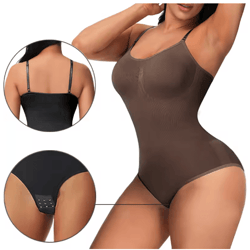 womens v-neck spaghetti strap bodysuit – slimming compression shapewear