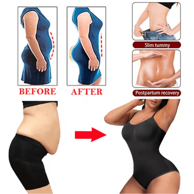 Womens VNeck Spaghetti Strap Bodysuit Slimming Compression Shapewear 6