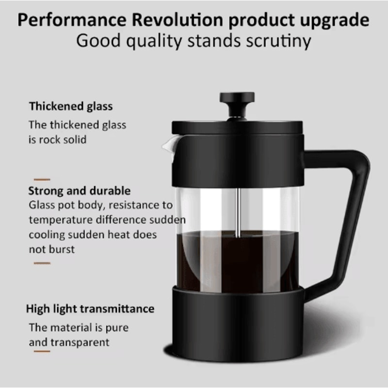 Borosilicate Glass French Press Coffee Maker 3506001000ML Manual Coffee Tea Brewer 7