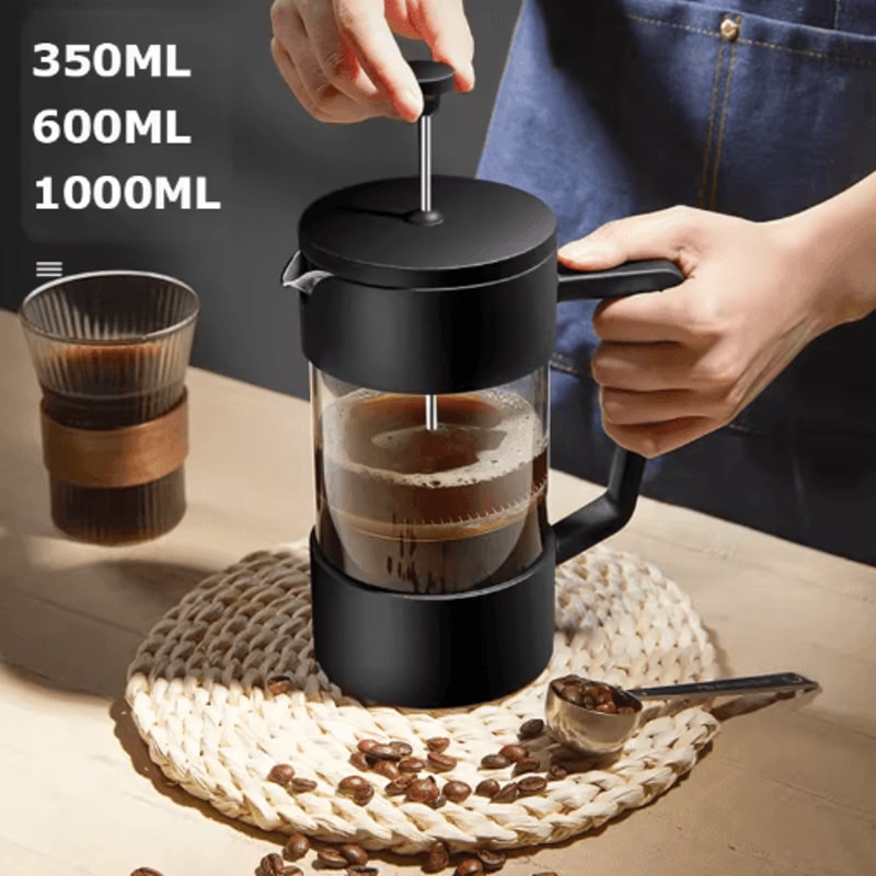 Borosilicate Glass French Press Coffee Maker 3506001000ML Manual Coffee Tea Brewer 0