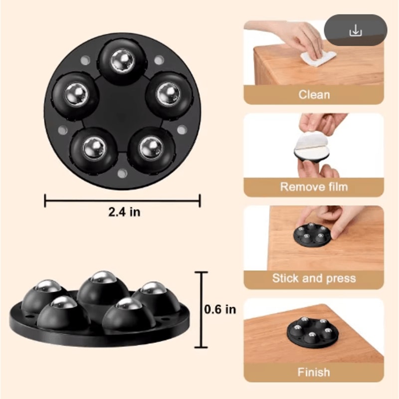 4PCS Adjustable Furniture Riser With Wheels Movable HeavyDuty Appliance Sofa Lifter Pads 7