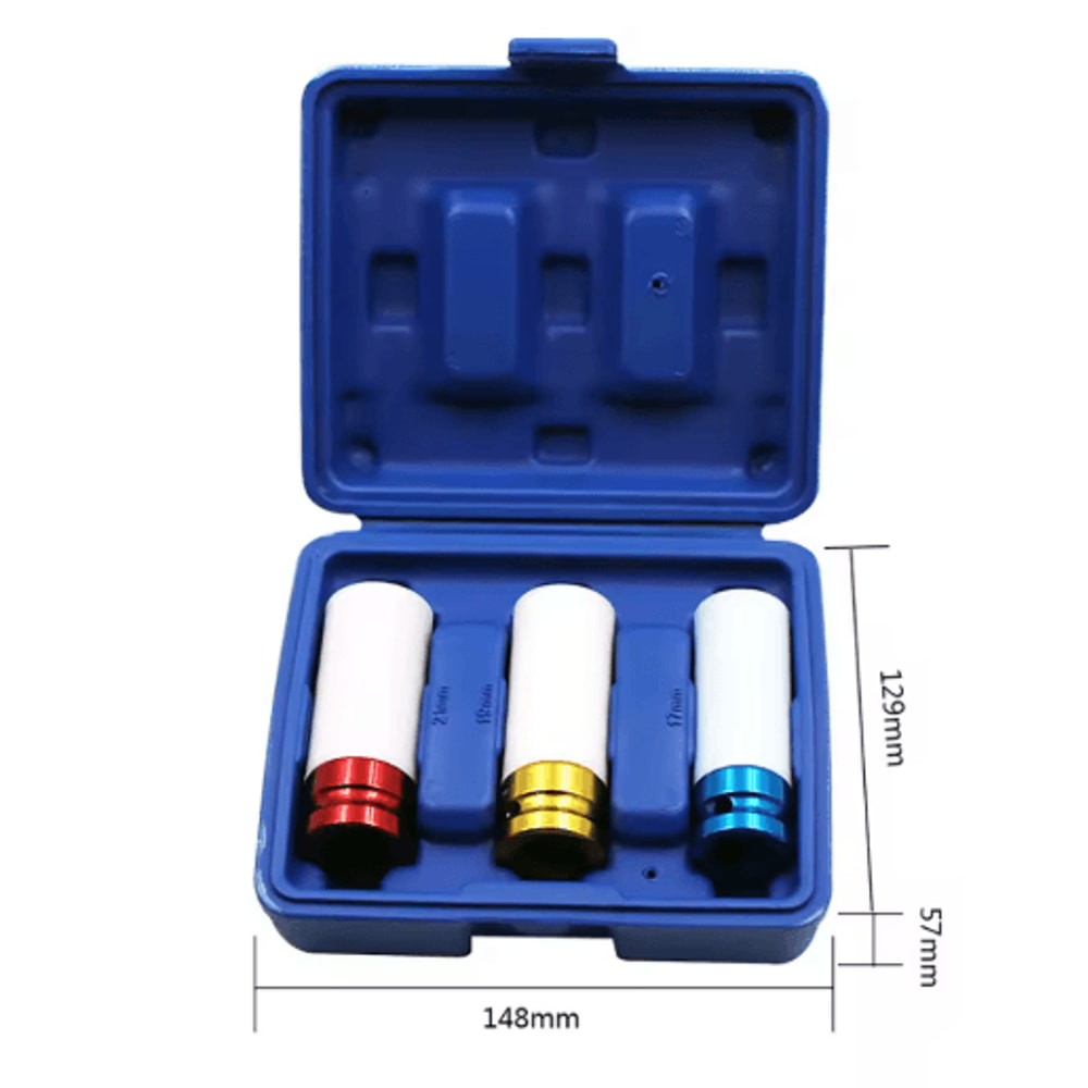 3Piece Lug Nut Socket Set With Wheel Protection Sleeves 171921mm Impact Socket Set 1