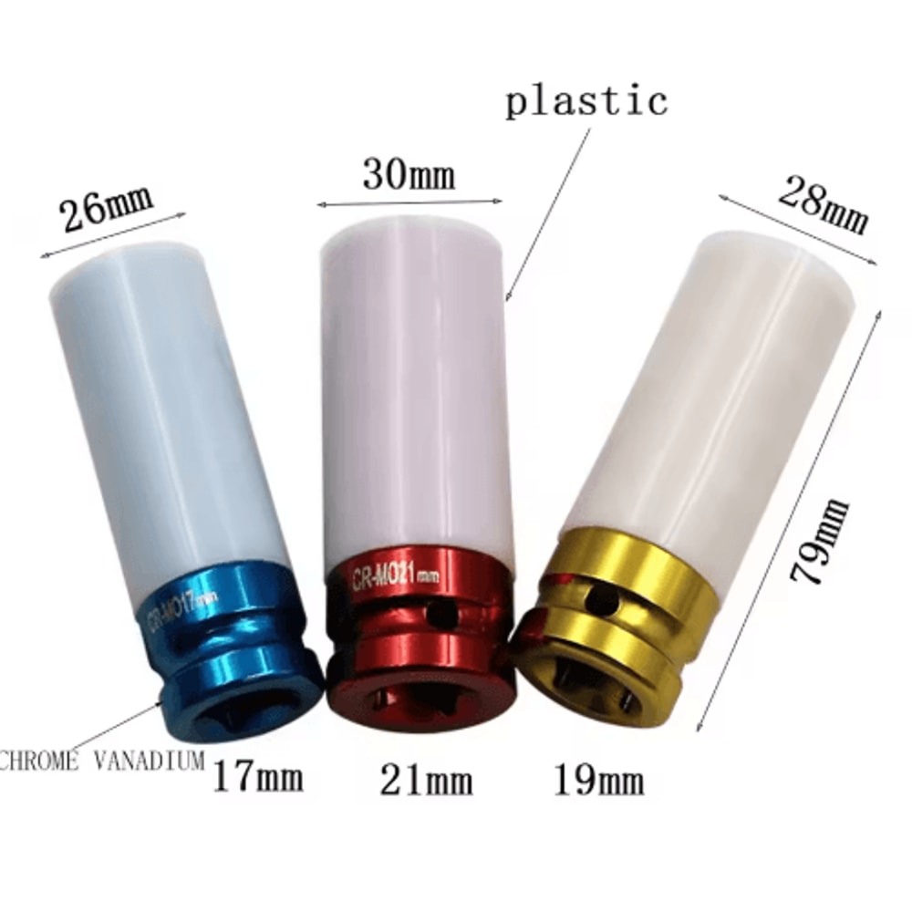 3Piece Lug Nut Socket Set With Wheel Protection Sleeves 171921mm Impact Socket Set 3