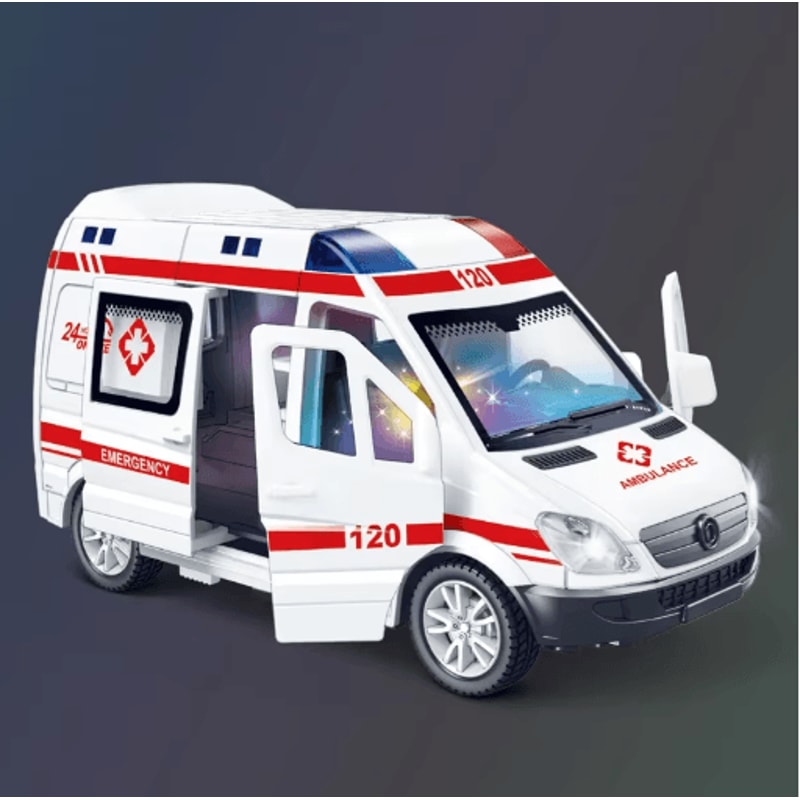 Diecast Emergency Vehicle Toy Set Sound And Light Police Ambulance Fire Truck Models 11