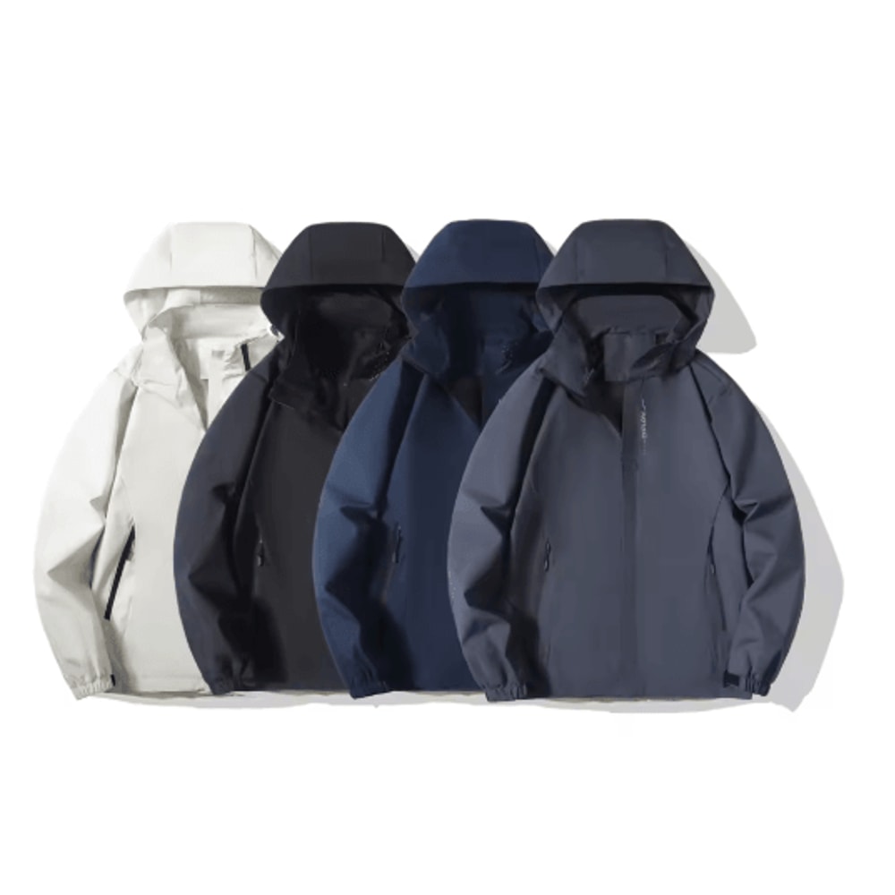 Mens Waterproof Rain Jacket Lightweight Hooded Windproof Outdoor Hiking Raincoat 0