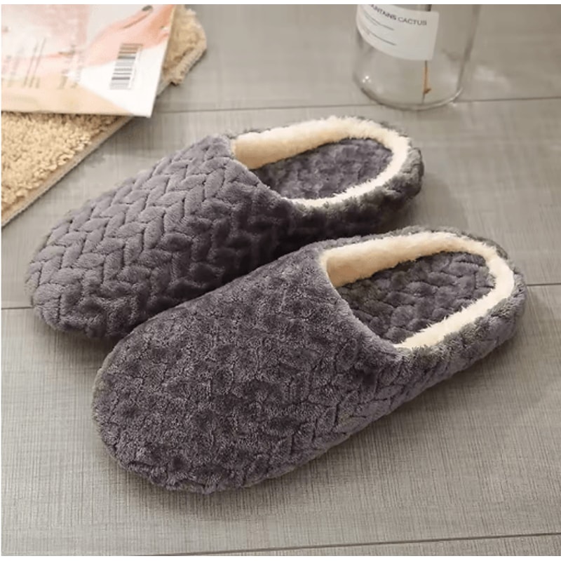 Unisex Fluffy Home Slippers Soft AntiSlip Indoor Slides For Cozy Winter Comfort 2
