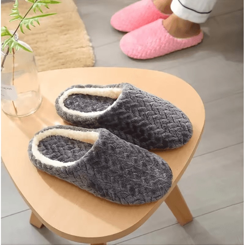 Unisex Fluffy Home Slippers Soft AntiSlip Indoor Slides For Cozy Winter Comfort 9