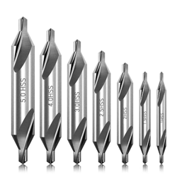 7pcs hss center drill bits set 60° precision metal drilling & lathe drill bit set