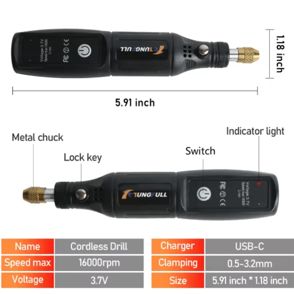 USB Wireless Mini Electric Drill Handheld Engraving Pen Rotary Tool For Wood Metal Glass 9